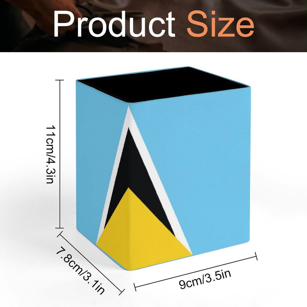 St Lucia Flag Square Pen Holder