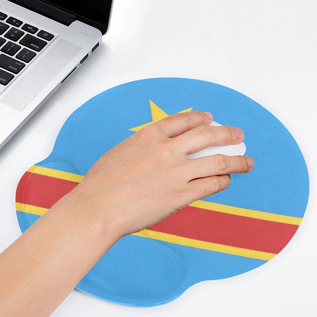 D R Congo Flag Mouse Pad with Wrist Rest Support