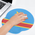 D R Congo Flag Mouse Pad with Wrist Rest Support