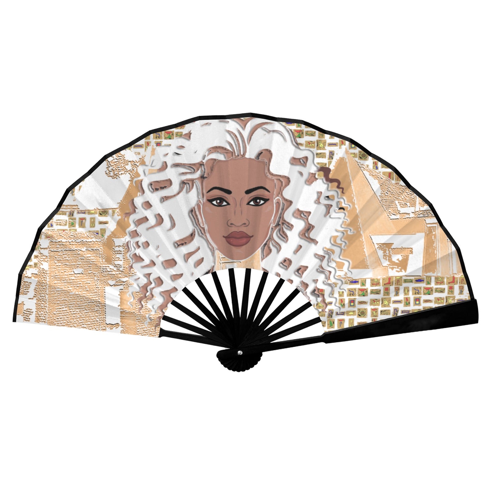 Nubian Girl (White) Double-Sided Custom Folding Fan