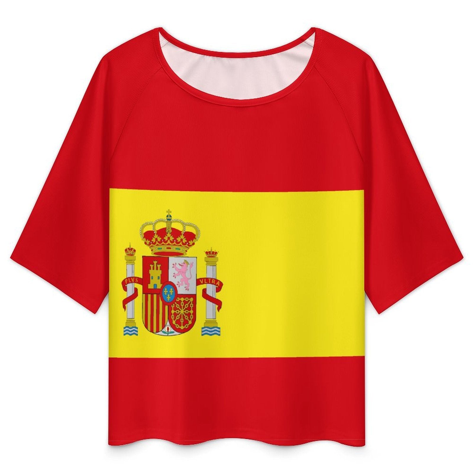 Spain Flag Women’s Loose Half-Sleeve Boat Neck T-Shirt