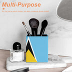 St Lucia Flag Square Pen Holder