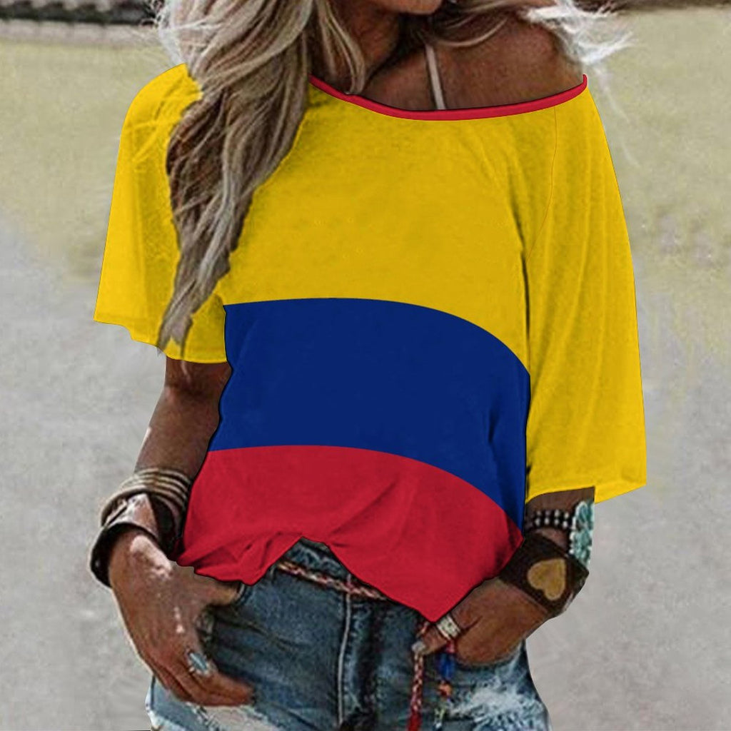 Columbia Flag Women’s Loose Half-Sleeve Boat Neck T-Shirt