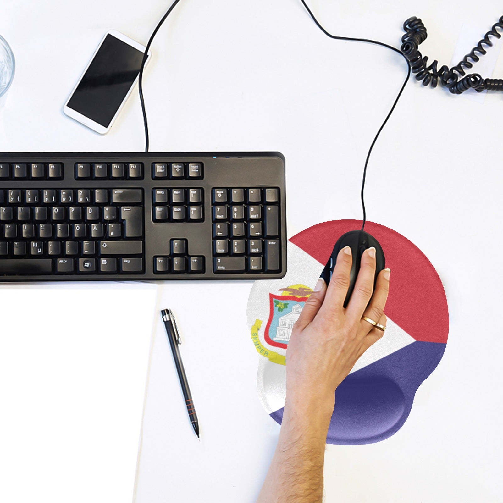 St Maarten Flag Mouse Pad with Wrist Rest Support