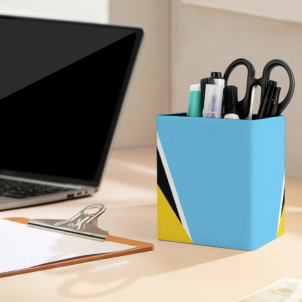 St Lucia Flag Square Pen Holder