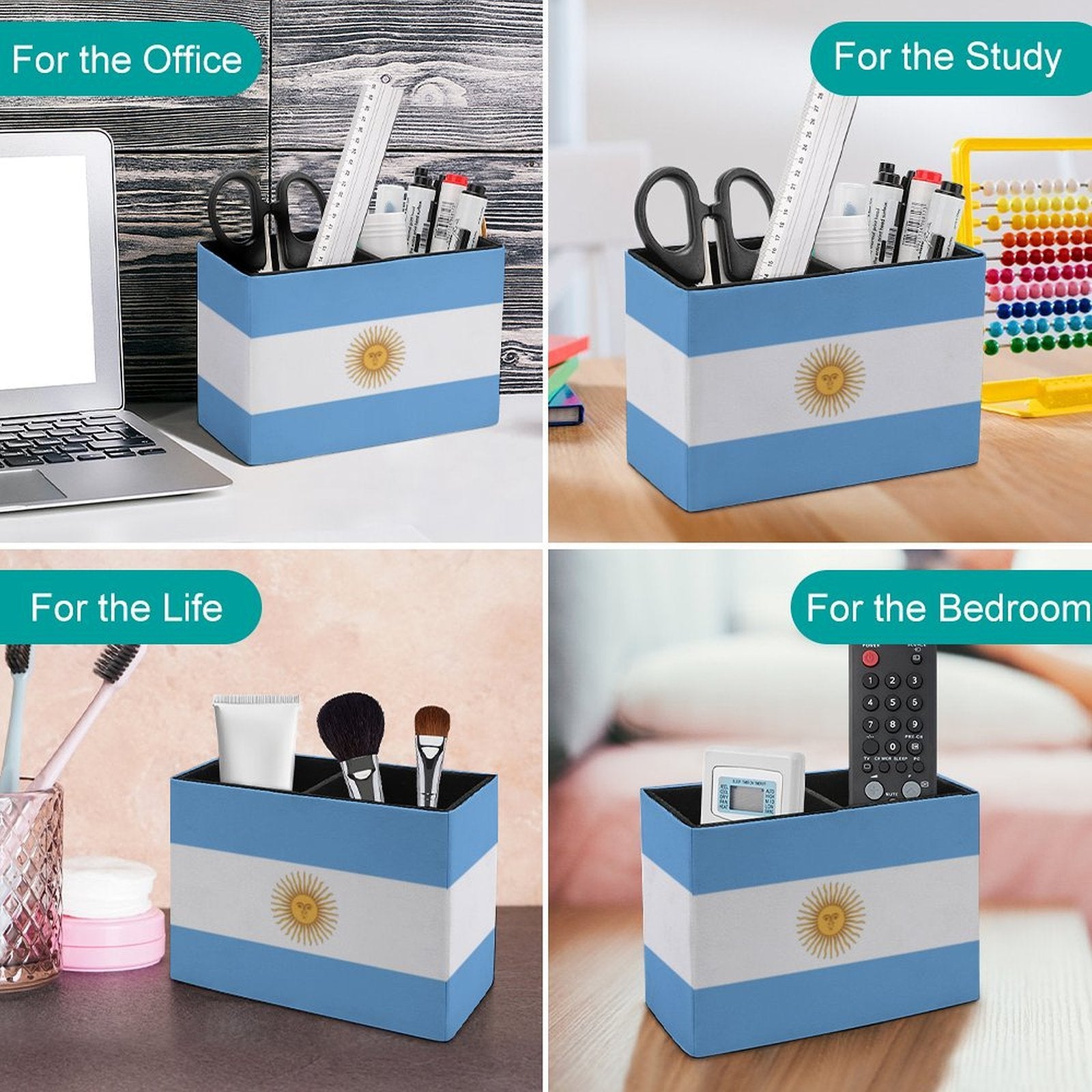 Argentina Flag Leather Pen Holder