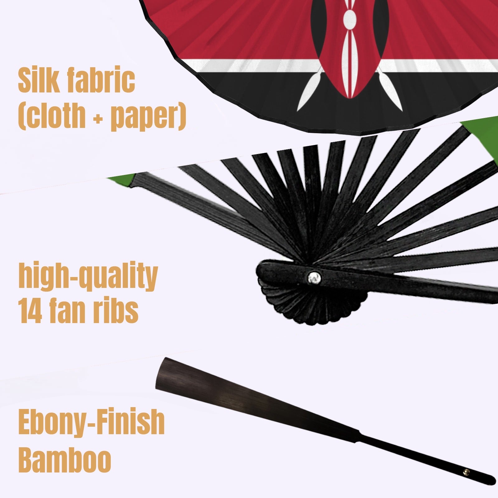 Kenya Flag Double-Sided Custom Folding Fan