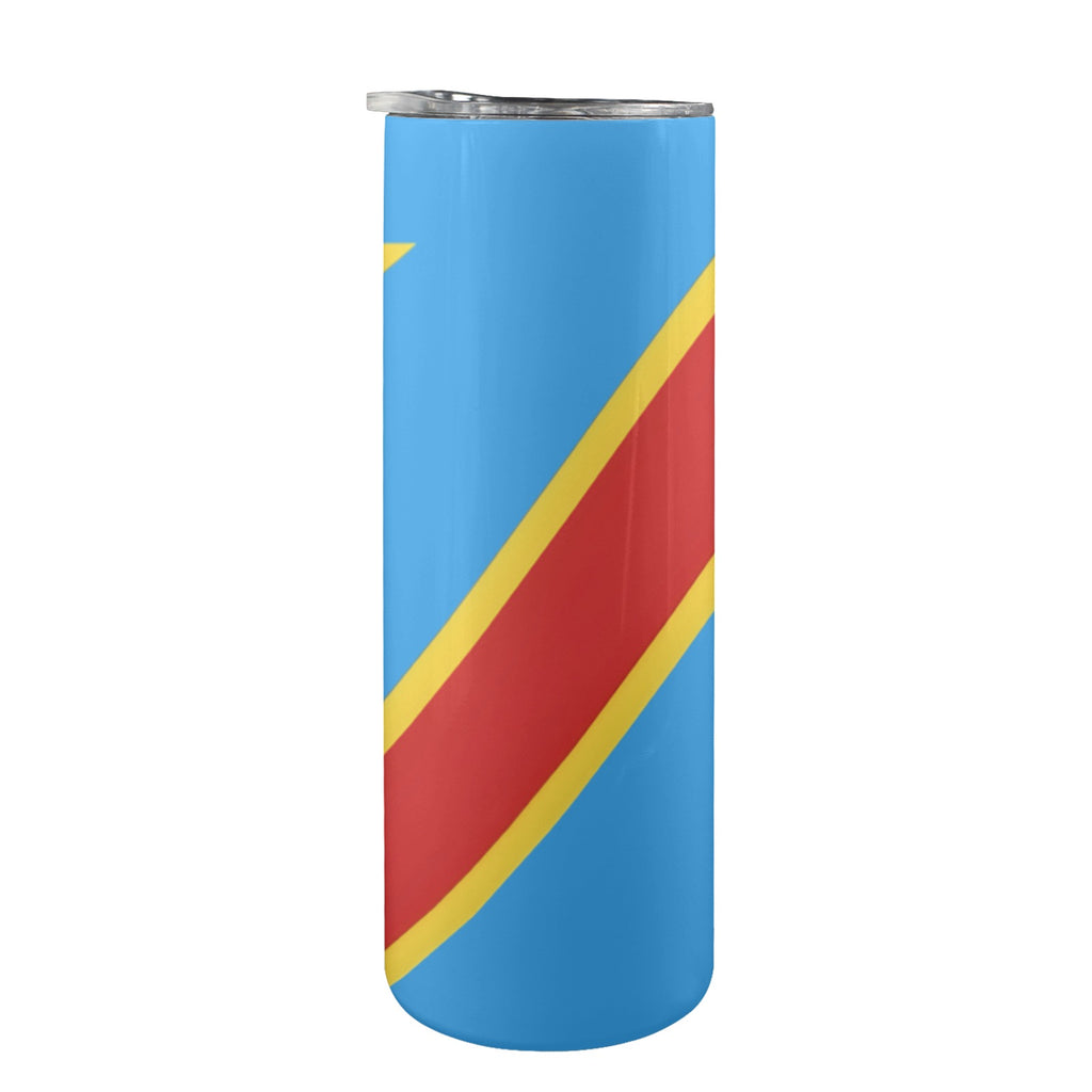 D R Congo Flag 20oz Tall Skinny Tumbler with Lid and Straw