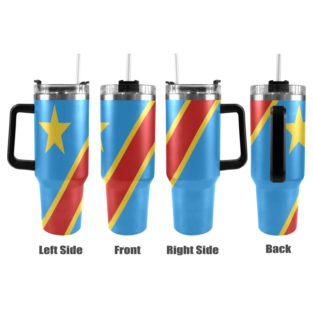 D R Congo Flag 40oz Tumbler with Black Handle