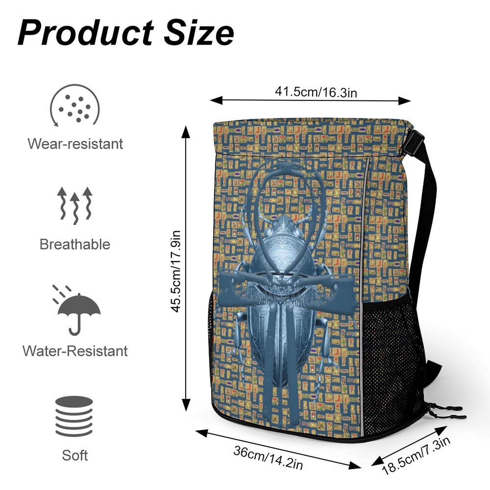 Ancient Nubia (Blue) Sports Drawstring Bag