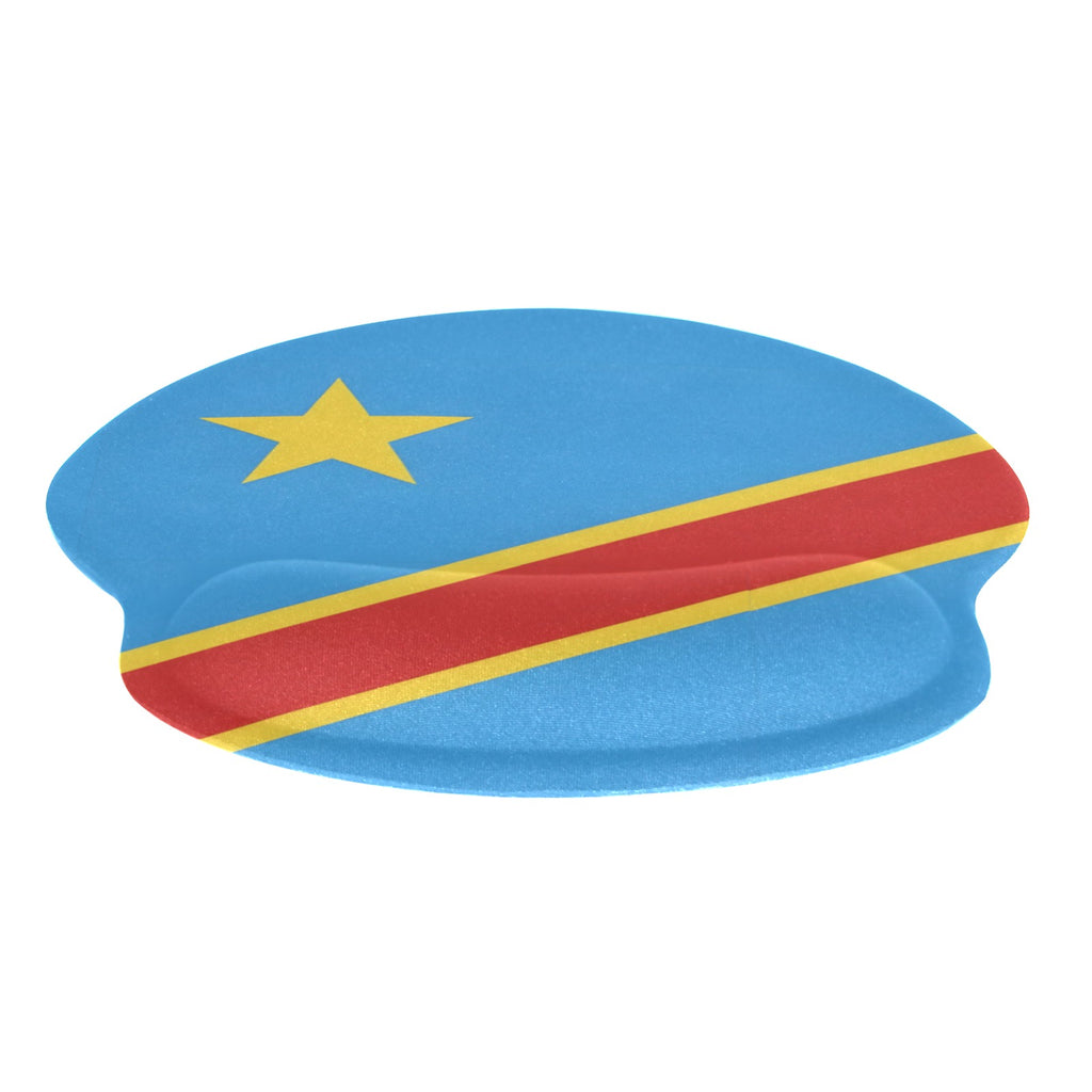 D R Congo Flag Mouse Pad with Wrist Rest Support