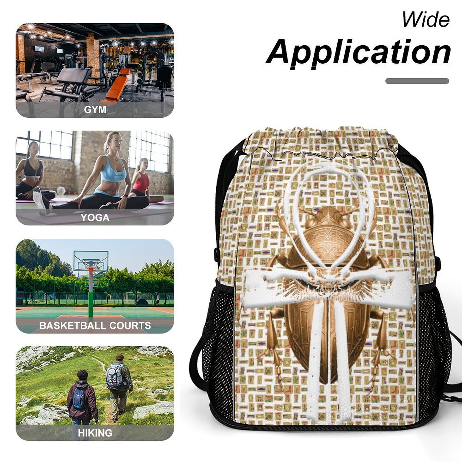 Ancient Nubia (White) Nubia Sports Drawstring Bag