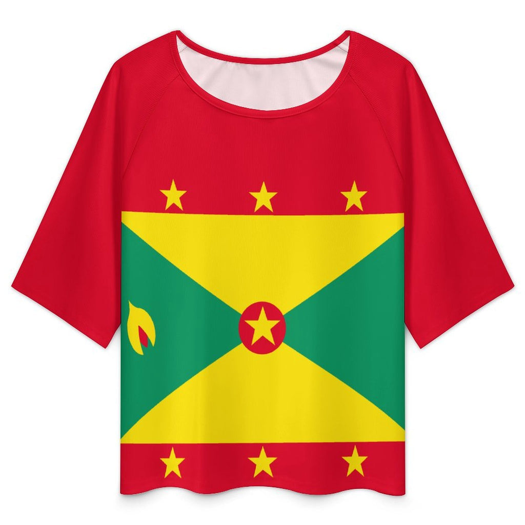 Grenada Flag Women’s Loose Half-Sleeve Boat Neck T-Shirt