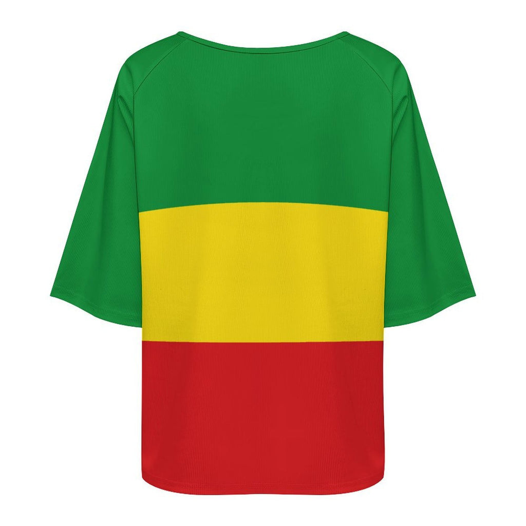 Ethiopia Flag Women’s Loose Half-Sleeve Boat Neck T-Shirt