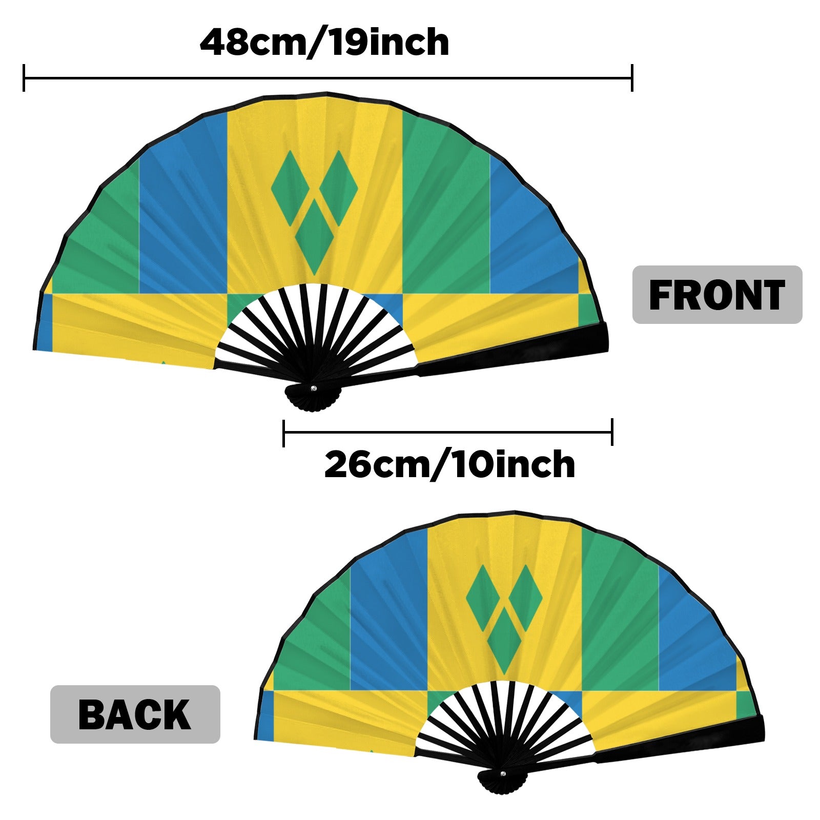 St Vincent Flag Double-Sided Custom Folding Fan