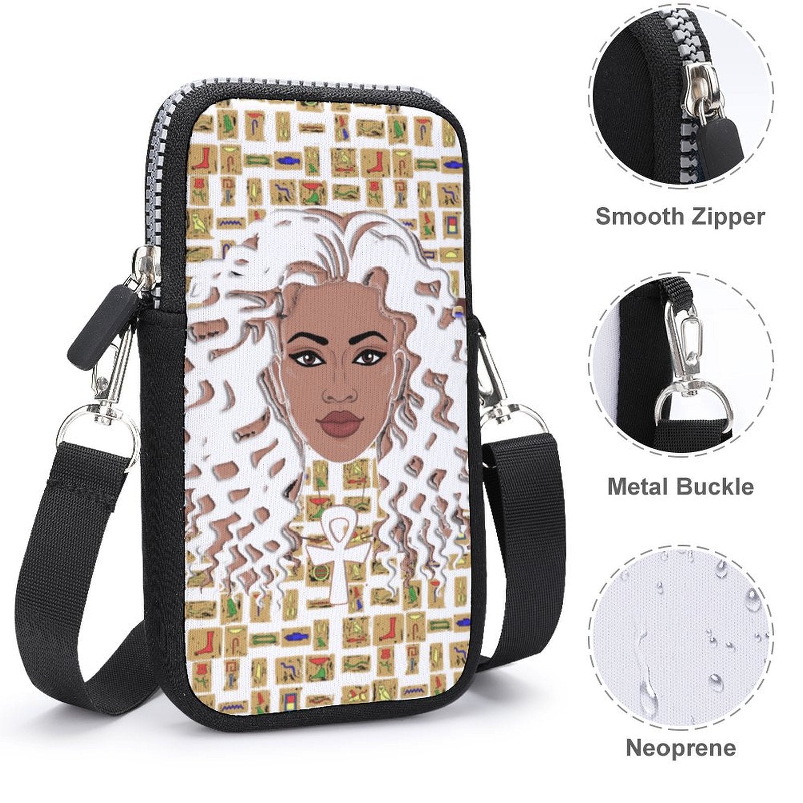 Nubian Girl (White) Mobile Phone Purse