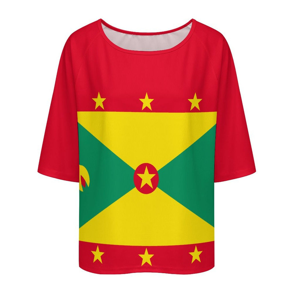 Grenada Flag Women’s Loose Half-Sleeve Boat Neck T-Shirt