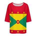 Grenada Flag Women’s Loose Half-Sleeve Boat Neck T-Shirt