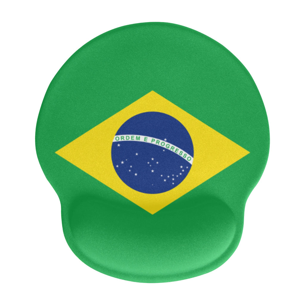 Brazil Flag Mouse Pad with Wrist Rest Support