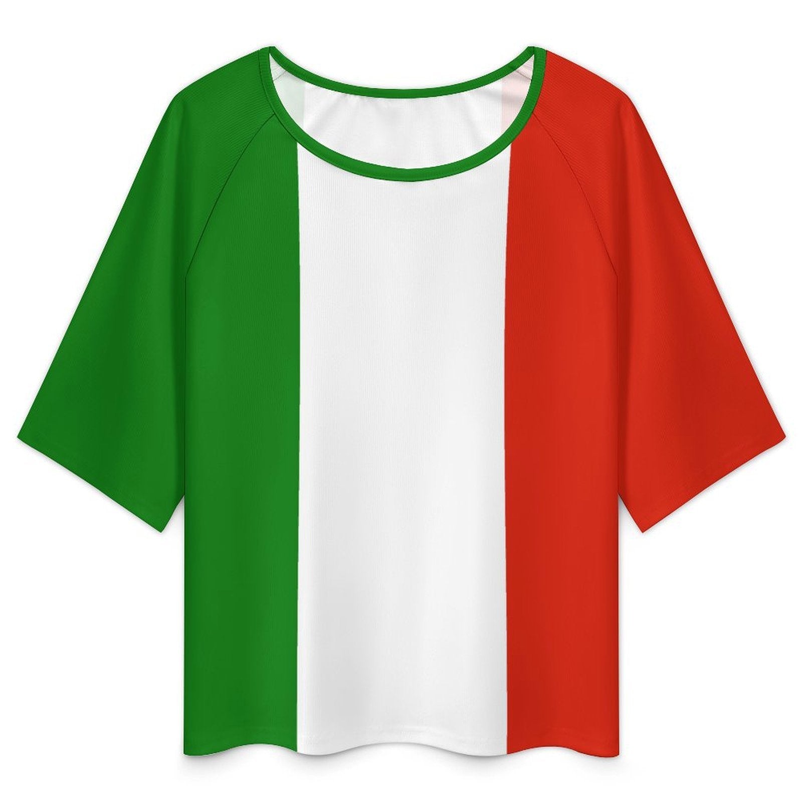 Italy Flag Women’s Loose Half-Sleeve Boat Neck T-Shirt