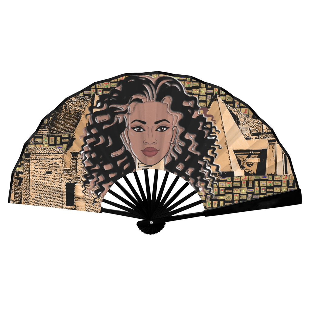 Nubian Girl (Black) Double-Sided Custom Folding Fan