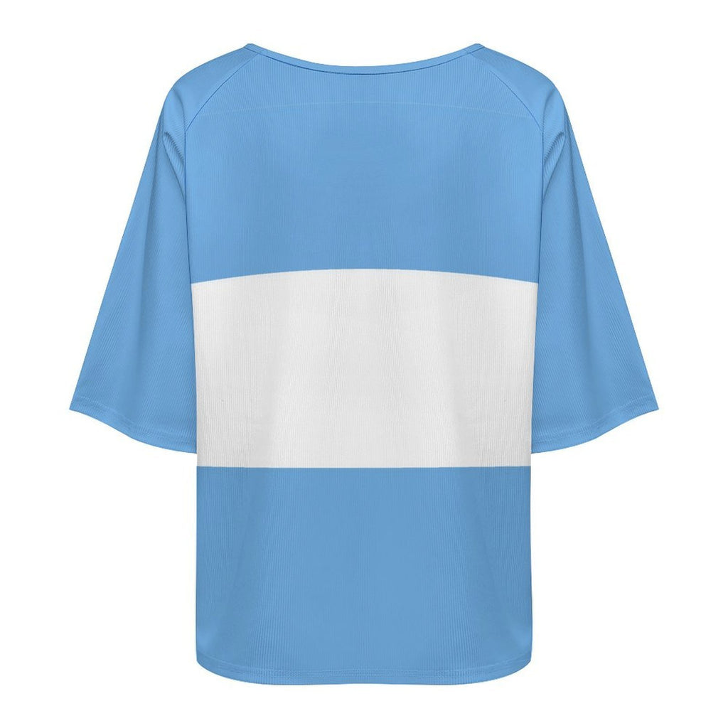 Argentina Flag Women’s Loose Half-Sleeve Boat Neck T-Shirt