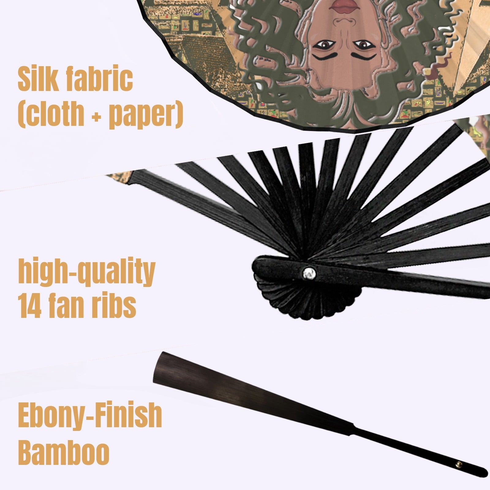 Nubian Girl (Olive) Double-Sided Custom Folding Fan