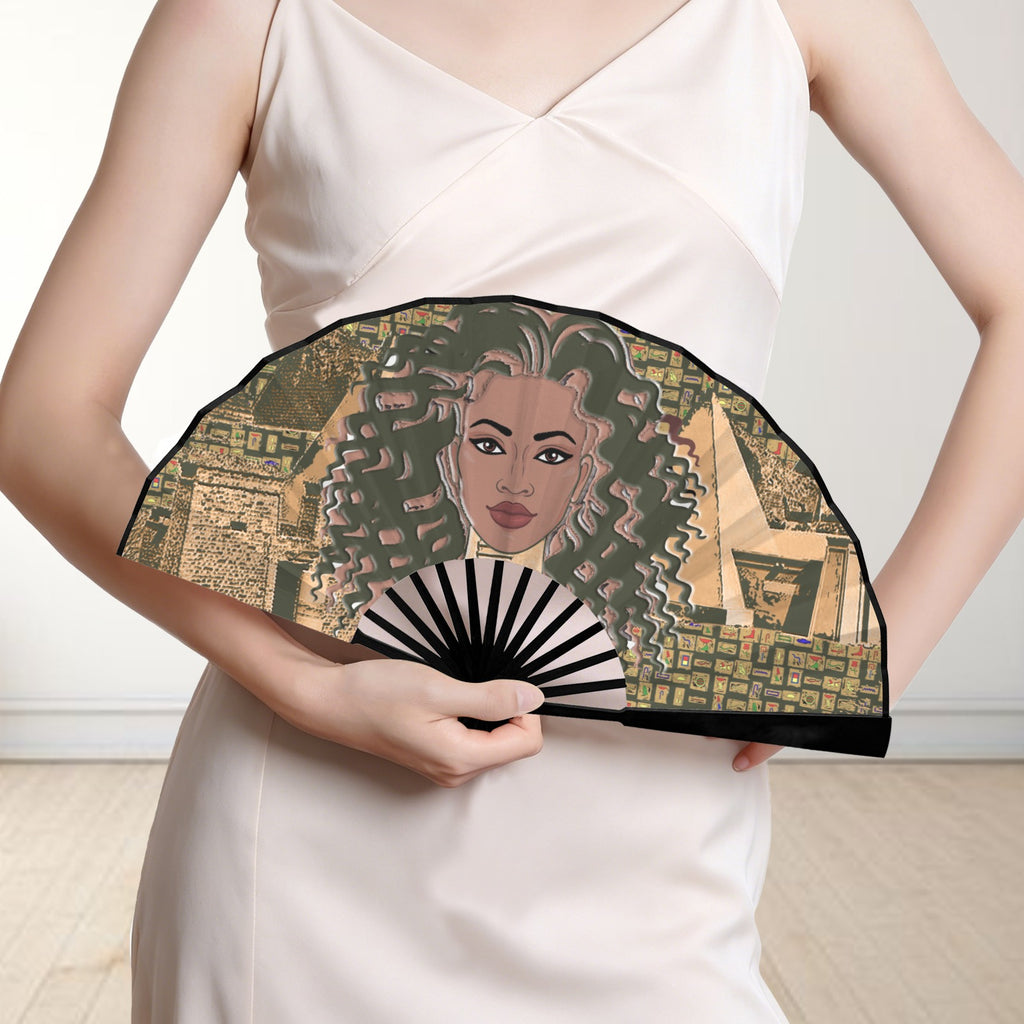 Nubian Girl (Olive) Double-Sided Custom Folding Fan