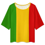 Rastafarian Flag Women’s Loose Half-Sleeve Boat Neck T-Shirt