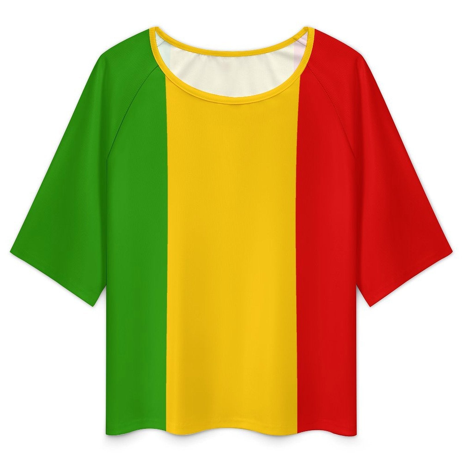 Rastafarian Flag Women’s Loose Half-Sleeve Boat Neck T-Shirt