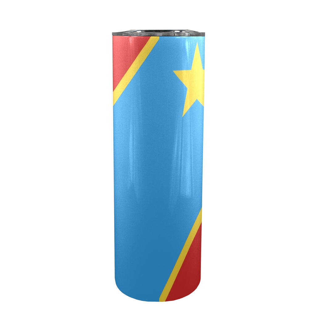 D R Congo Flag 20oz Tall Skinny Tumbler with Lid and Straw