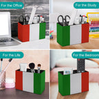 Italy Flag Leather Pen Holder