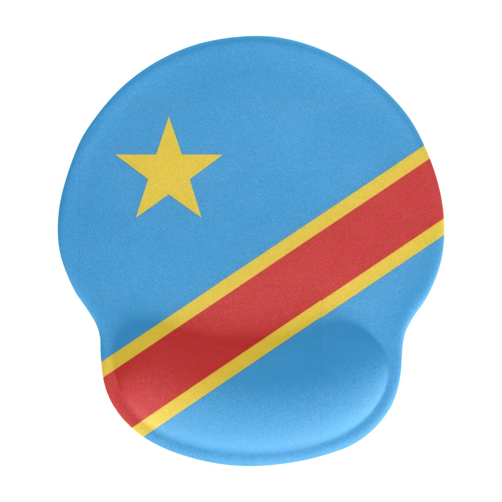 D R Congo Flag Mouse Pad with Wrist Rest Support
