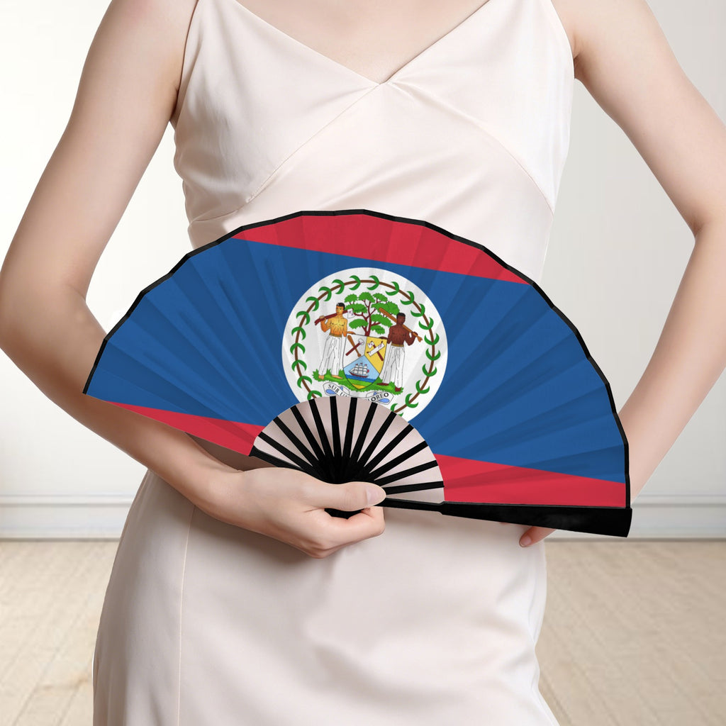 Belize Flag Double-Sided Custom Folding Fan