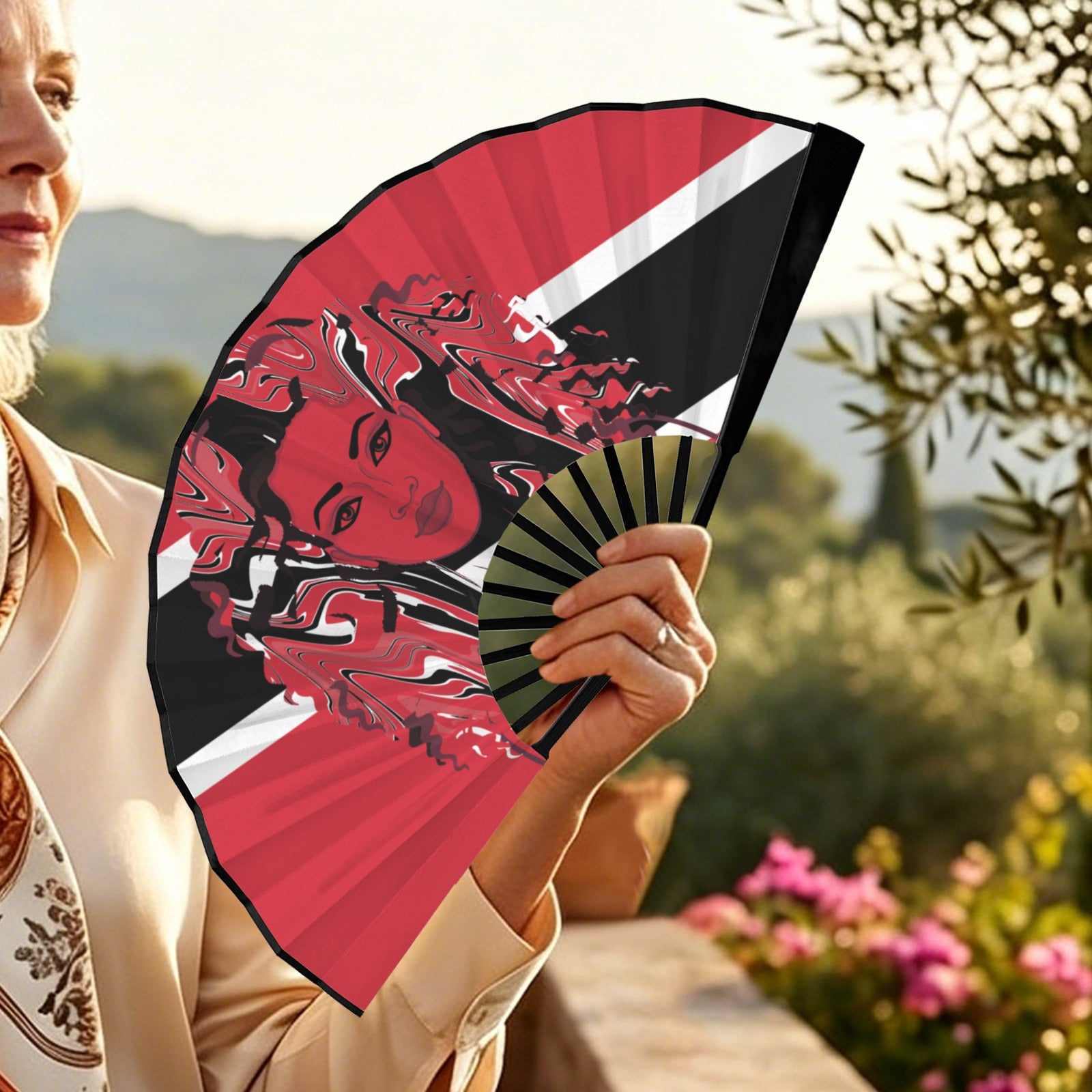 Trini Girl Double-Sided Custom Folding Fan