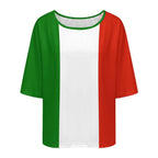 Italy Flag Women’s Loose Half-Sleeve Boat Neck T-Shirt