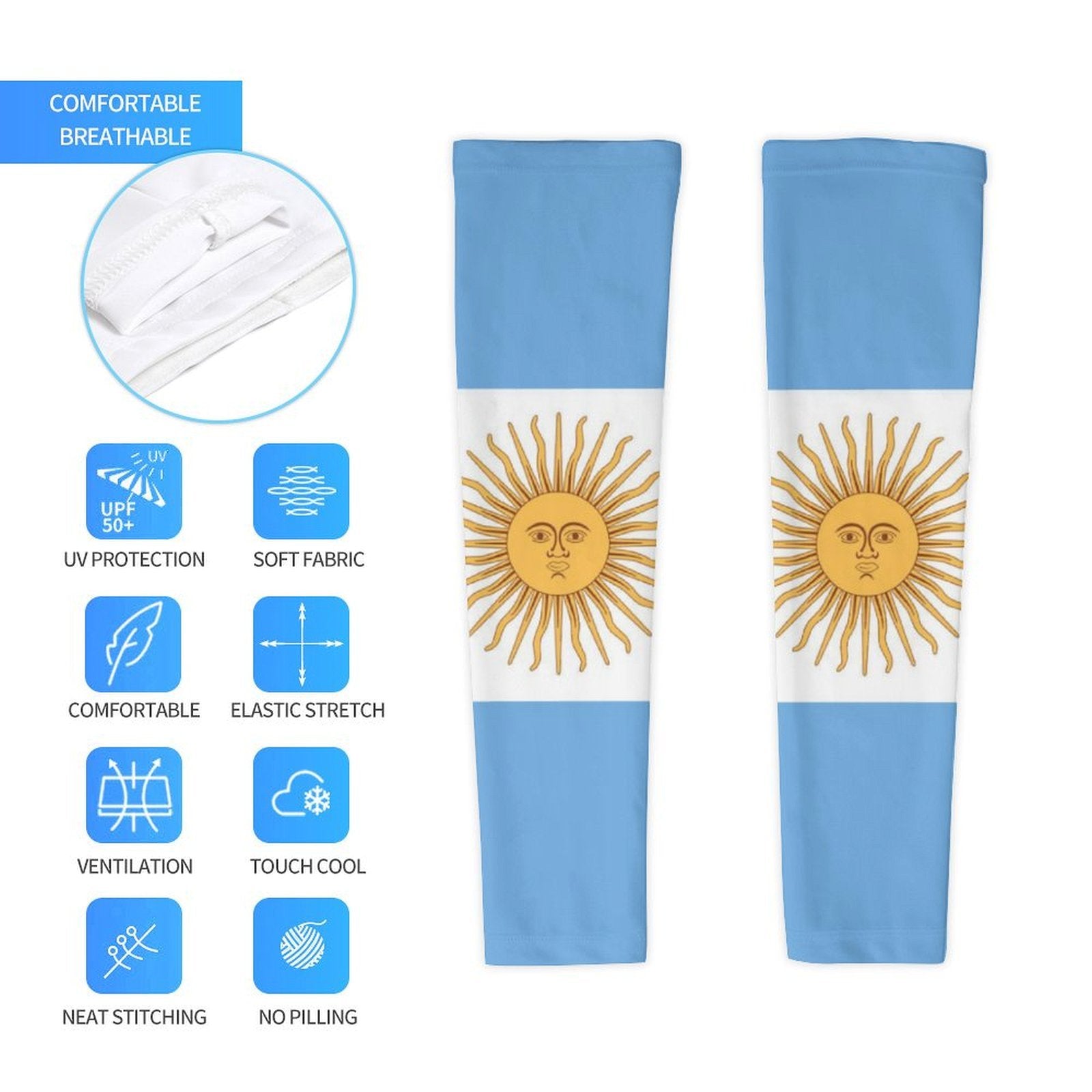 Argentina Flag Cooling Compression Arm Sleeves