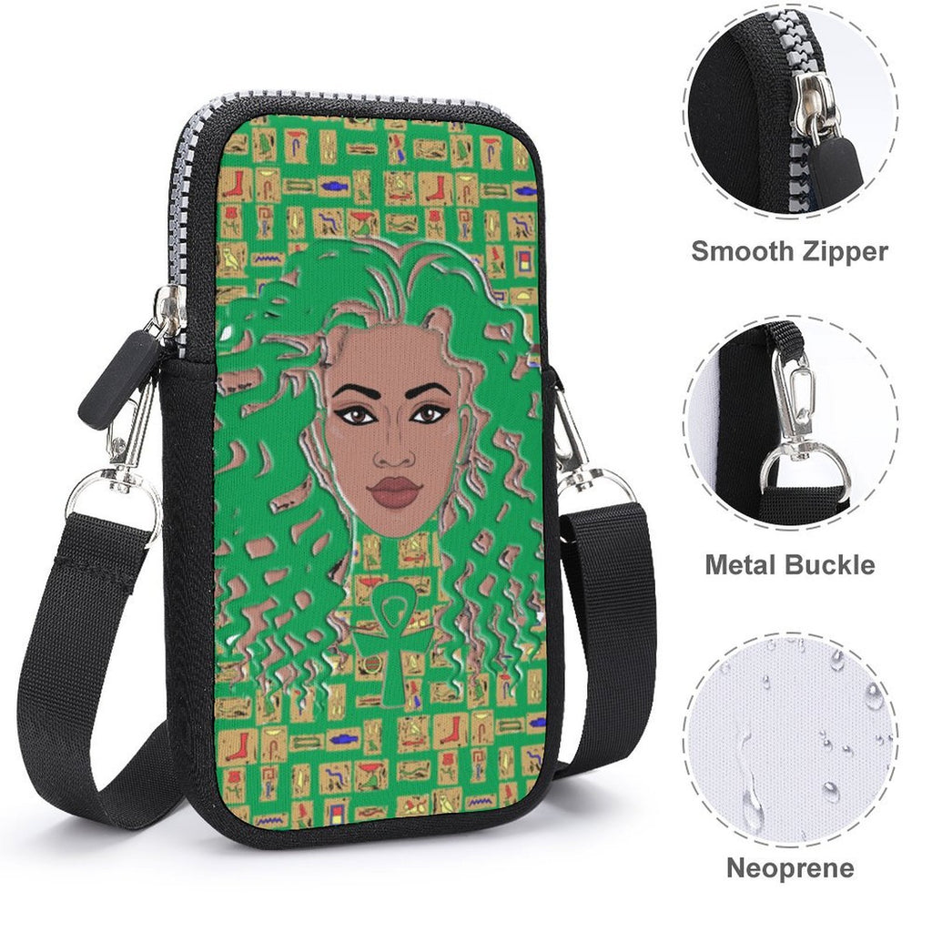 Nubian Girl (Green) Mobile Phone Purse