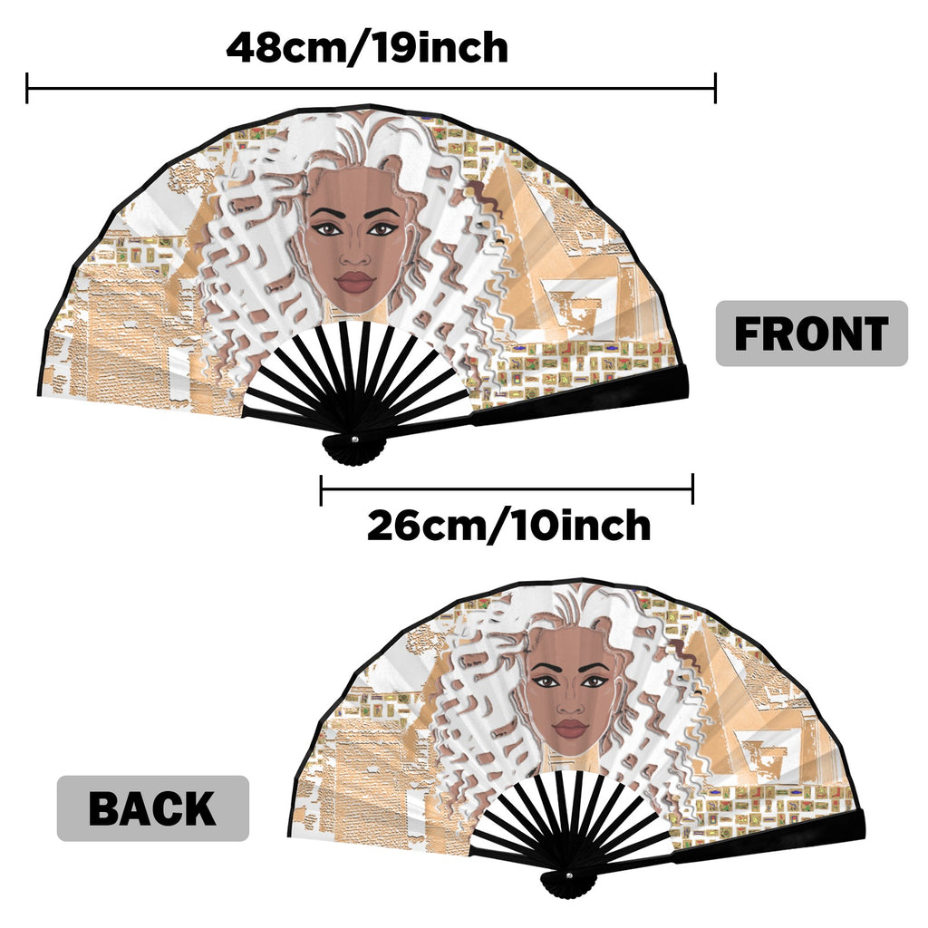 Nubian Girl (White) Double-Sided Custom Folding Fan
