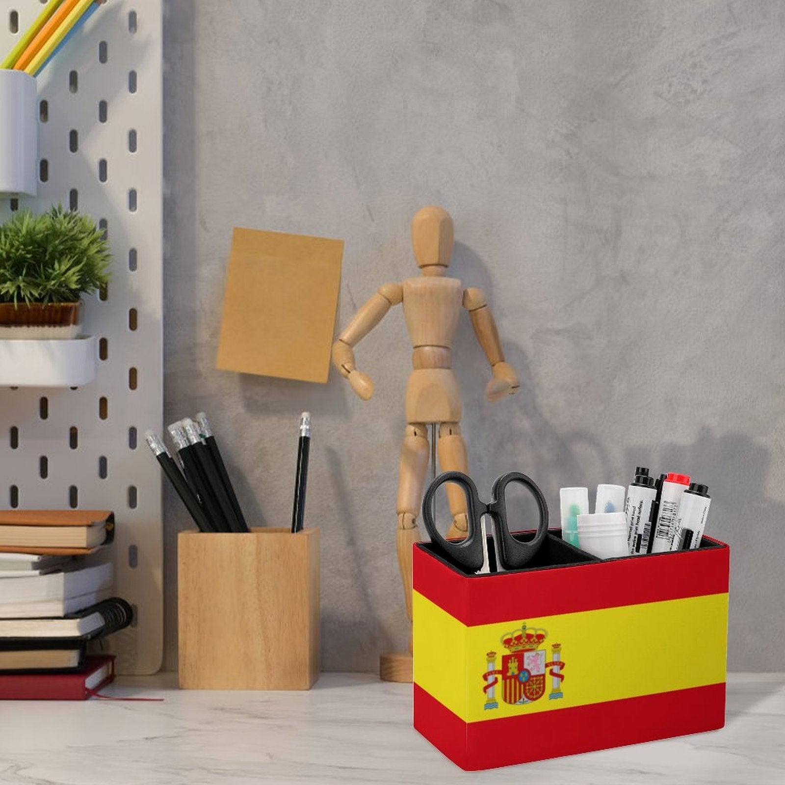 Spain Flag Leather Pen Holder