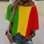 Rastafarian Flag Women’s Loose Half-Sleeve Boat Neck T-Shirt