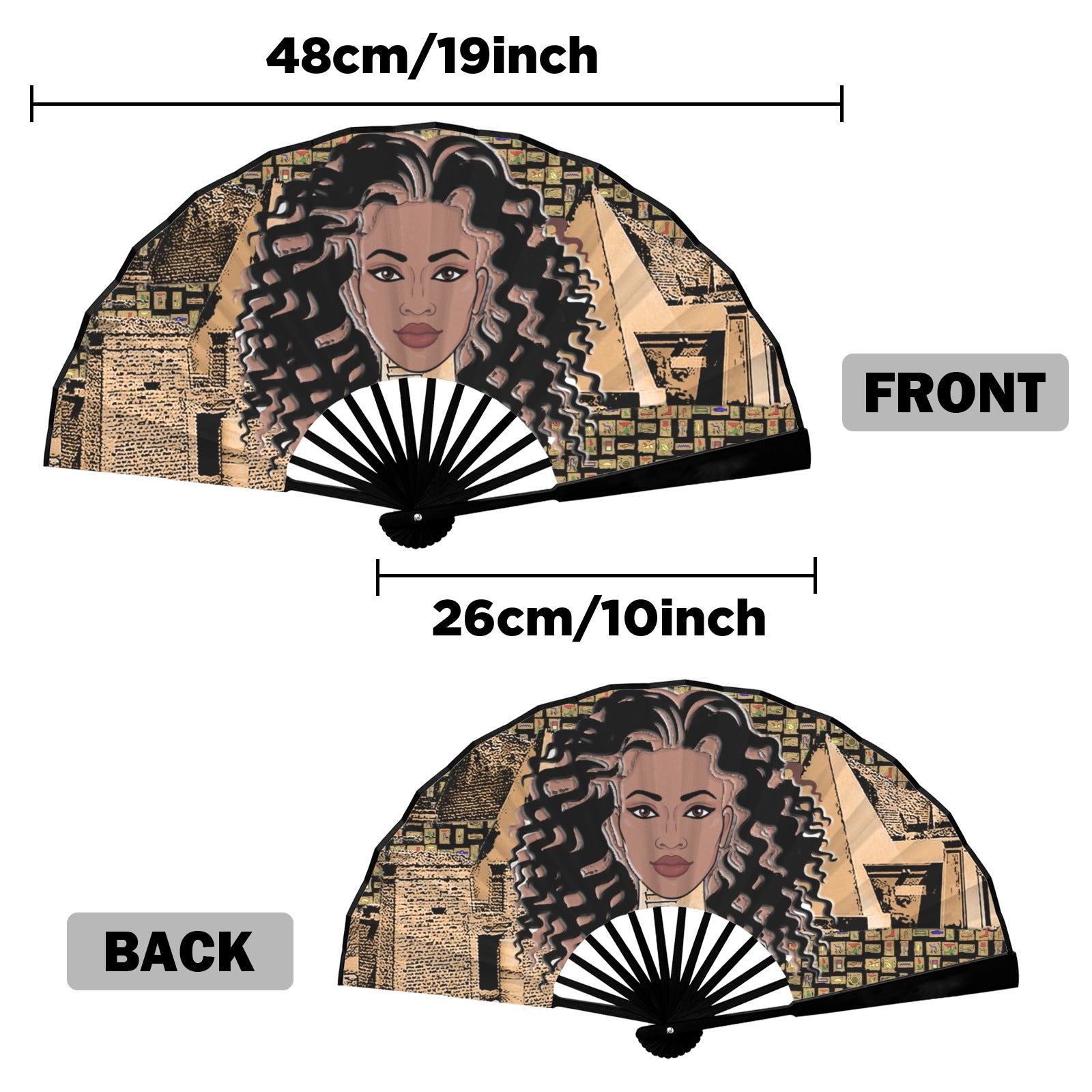 Nubian Girl (Black) Double-Sided Custom Folding Fan