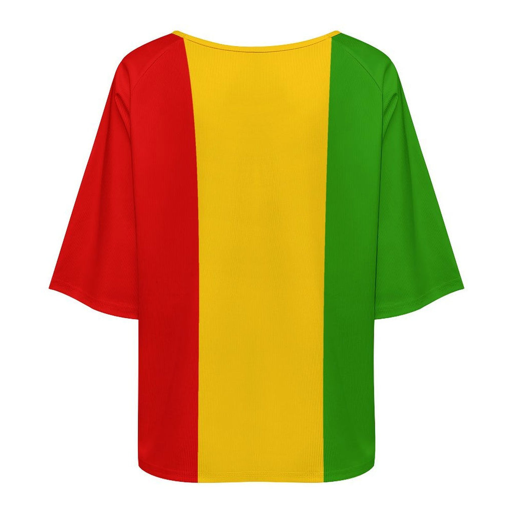 Rastafarian Flag Women’s Loose Half-Sleeve Boat Neck T-Shirt