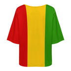 Rastafarian Flag Women’s Loose Half-Sleeve Boat Neck T-Shirt
