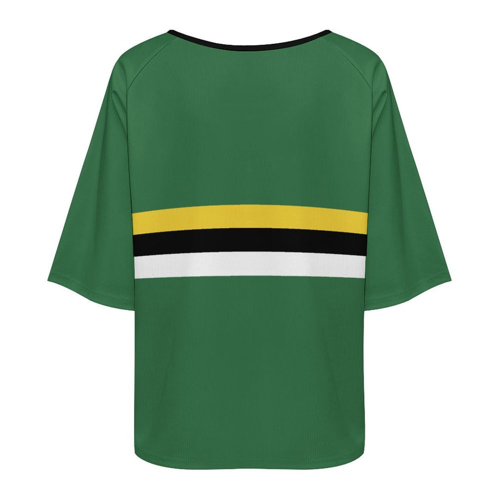Dominica Flag Women’s Loose Half-Sleeve Boat Neck T-Shirt