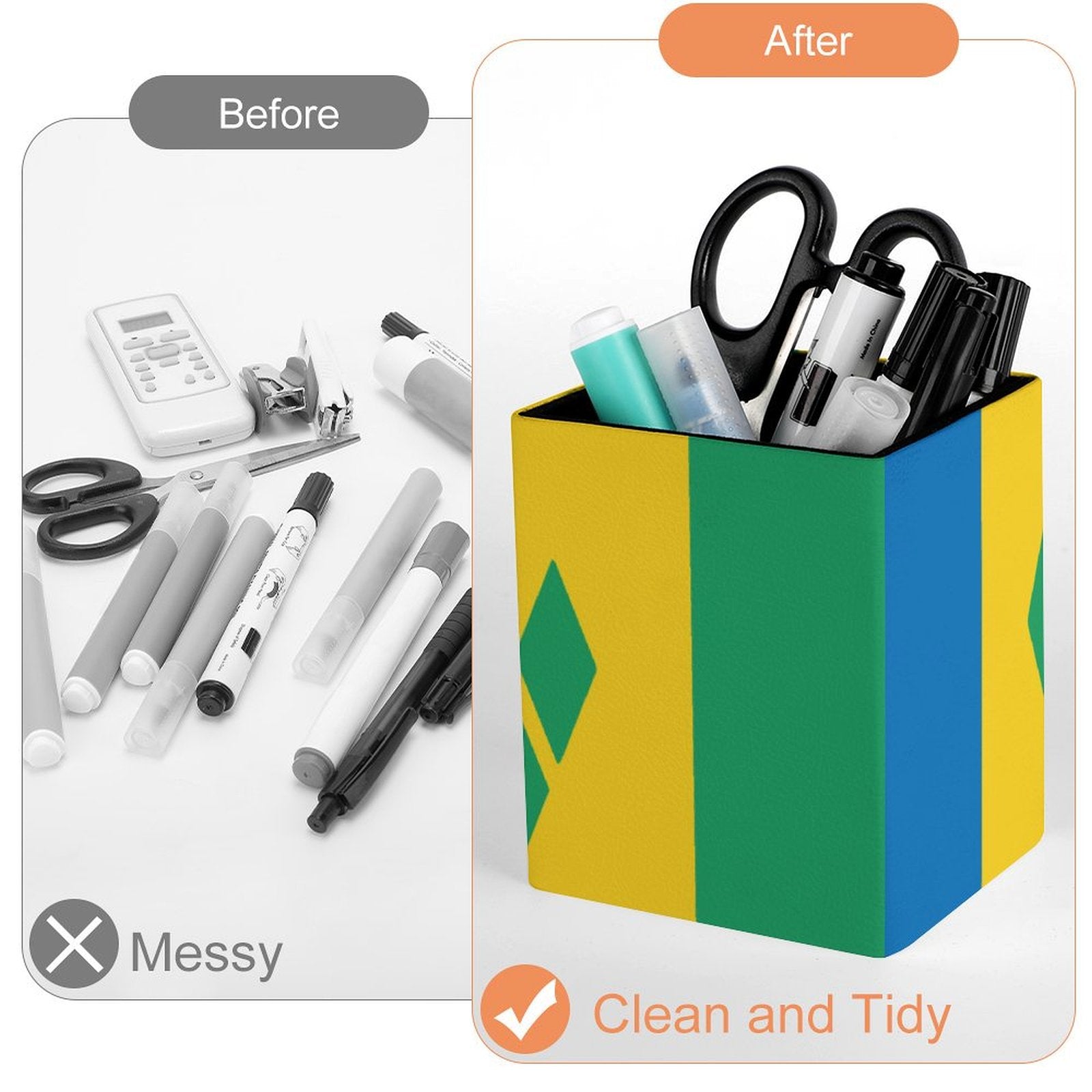 St Vincent Flag Square Pen Holder