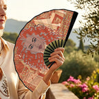 Nubian Girl (Red-Rust) Double-Sided Custom Folding Fan