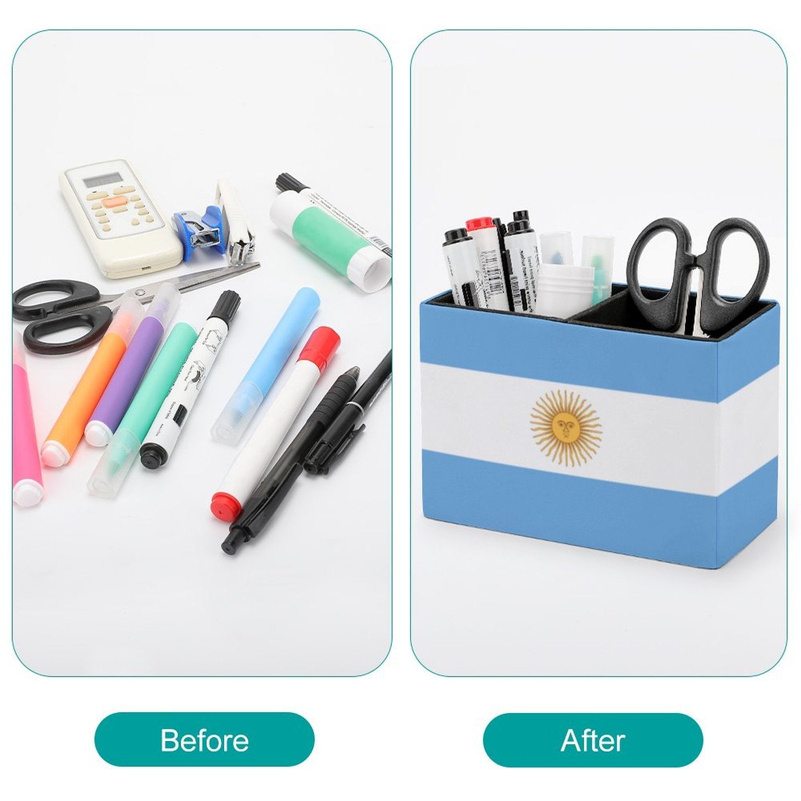 Argentina Flag Leather Pen Holder
