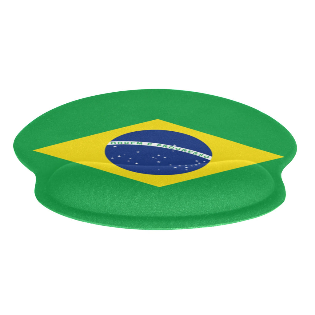 Brazil Flag Mouse Pad with Wrist Rest Support