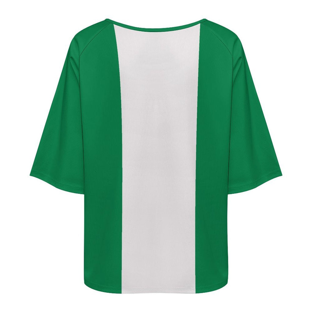 Nigeria Flag Women’s Loose Half-Sleeve Boat Neck T-Shirt